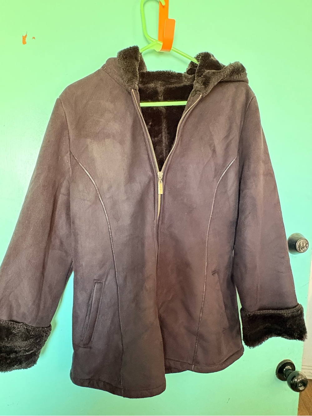 Women’s Black Faux Shearling Hooded Coat